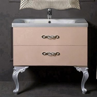 Тумба с раковиной Armadi Art NeoArt 80 капучино с ручками Wave хром, с ножками