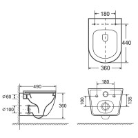 Унитаз подвесной AZARIO Blanco AZ-9003WT безободковый, с микролифтом, глянцевый белый