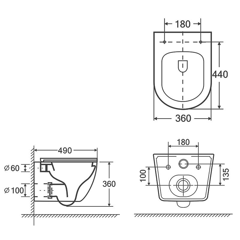 Унитаз подвесной AZARIO Blanco AZ-9003WT безободковый, с микролифтом, глянцевый белый