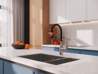 Смеситель для кухни Cersanit Moduo 68231 с гибким изливом, сатин, черный