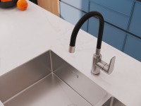 Смеситель для кухни Cersanit Moduo 68231 с гибким изливом, сатин, черный