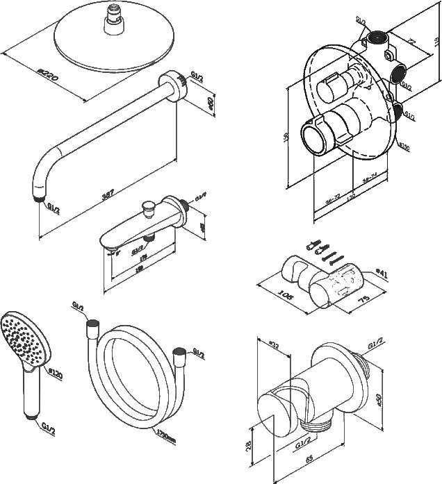 Душевой комплект AM.PM X-Joy FT85A3RH10 С ВНУТРЕННЕЙ ЧАСТЬЮ, хром