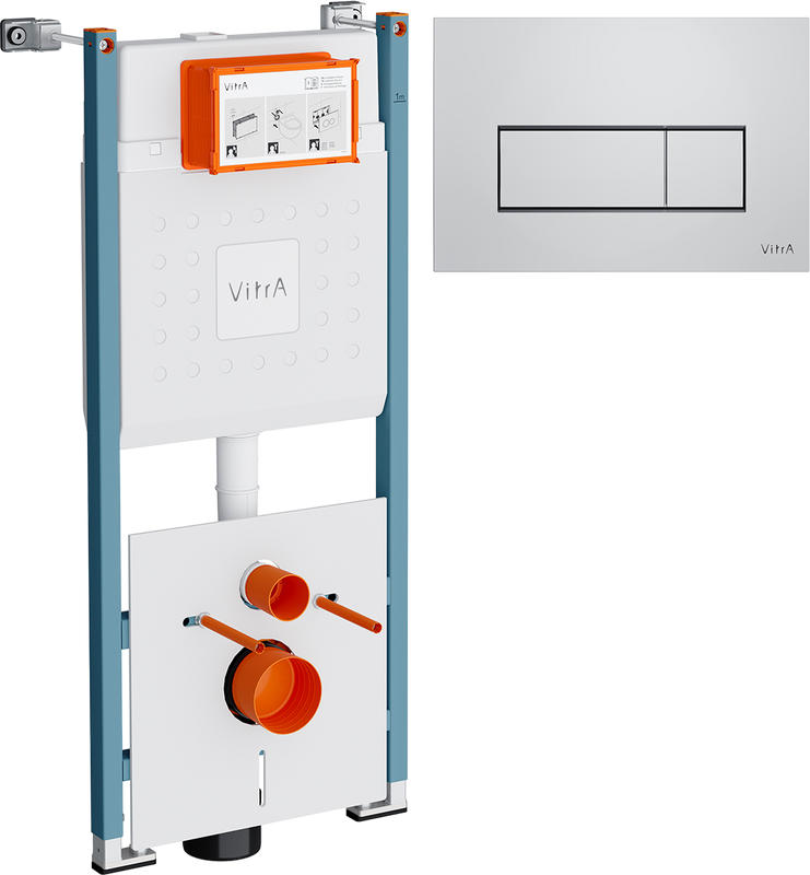 Система инсталляции для унитазов VitrA V-Fix Core 732-5800-01PV с кнопкой Root Square 740-2380 хром