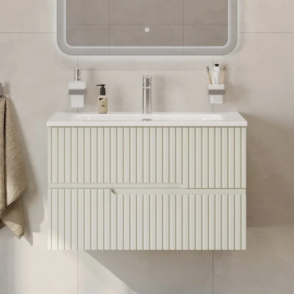 Тумба с раковиной Cezares Duet 80 альпака брашированная, раковина Cezares CZR-8073-80