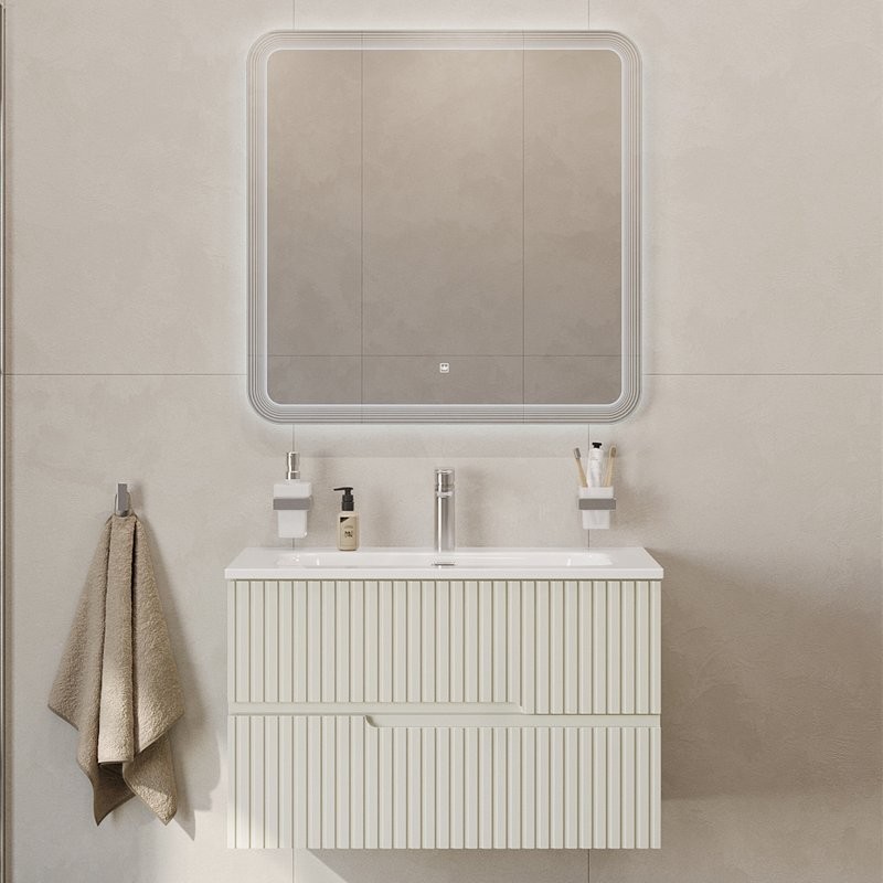 Тумба с раковиной Cezares Duet 80 альпака брашированная, раковина Cezares CZR-8073-80
