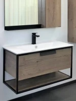 Тумба с раковиной Comforty Бонн 90 подвесная, темный дуб, с раковиной Quadro 90