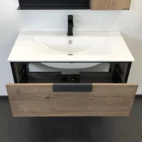 Тумба с раковиной Comforty Бонн 90 подвесная, темный дуб, с раковиной Quadro 90