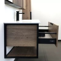 Тумба с раковиной Comforty Бонн 90 подвесная, темный дуб, с раковиной Quadro 90