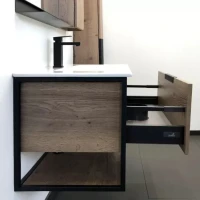 Тумба с раковиной Comforty Бонн 90 подвесная, темный дуб, с раковиной Quadro 90