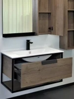 Тумба с раковиной Comforty Бонн 90 подвесная, темный дуб, с раковиной Quadro 90