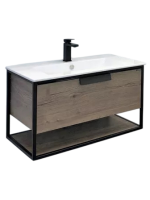 Тумба с раковиной Comforty Бонн 90 подвесная, темный дуб, с раковиной Quadro 90