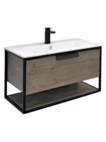 Тумба с раковиной Comforty Бонн 90 подвесная, темный дуб, с раковиной Quadro 90