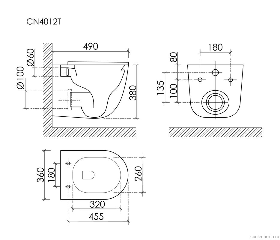 Унитаз подвесной Ceramicanova Voga смыв торнадо 3.0, сиденье микролифт, белый, CN4012T