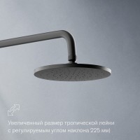 Душевая система с тропическим душем Damixa Apollo 947510300 черная матовая, скрытого монтажа, смеситель для 3 потребителей, излив, верхний душ, встраиваемый душевой комплект, гарантия 10 лет, Дания