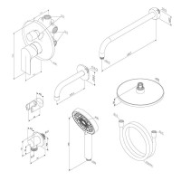 Душевая система с тропическим душем Damixa Apollo 947510300 черная матовая, скрытого монтажа, смеситель для 3 потребителей, излив, верхний душ, встраиваемый душевой комплект, гарантия 10 лет, Дания