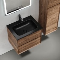 Мебель для ванной комнаты Sancos Marmi 2.0 60 черная раковина, дуб чарльстон