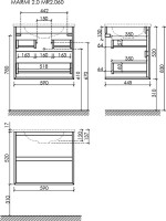 Мебель для ванной комнаты Sancos Marmi 2.0 60 черная раковина, дуб чарльстон