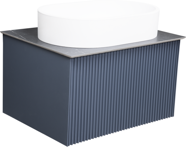 Тумба под раковину со столешницей La Fenice Terra 60 синяя, столешница черная