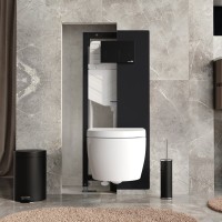 Система инсталляции для унитазов Wasserkraft Abens 20TLT.010.ME.BL.MB03 с кнопкой смыва матовой черной