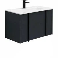 Тумба с раковиной Allen Brau Reality 80 подвесная, антрацит матовый, раковина Fantasy Flat 82x47, без перелива, белая