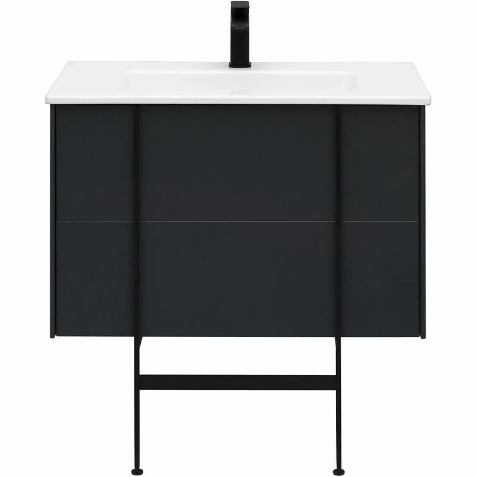 Тумба с раковиной Allen Brau Reality 80 подвесная, антрацит матовый, раковина Fantasy Flat 82x47, без перелива, белая