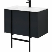 Тумба с раковиной Allen Brau Reality 80 подвесная, антрацит матовый, раковина Fantasy Flat 82x47, без перелива, белая