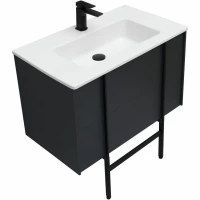 Тумба с раковиной Allen Brau Reality 80 подвесная, антрацит матовый, раковина Fantasy Flat 82x47, без перелива, белая