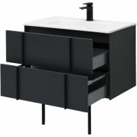 Тумба с раковиной Allen Brau Reality 80 подвесная, антрацит матовый, раковина Fantasy Flat 82x47, без перелива, белая