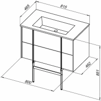 Тумба с раковиной Allen Brau Reality 80 подвесная, антрацит матовый, раковина Fantasy Flat 82x47, без перелива, белая