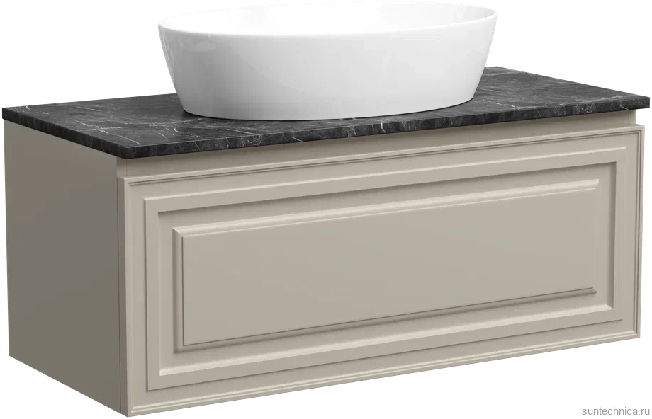 Тумба под раковину со столешницей Sancos Very 100 beige soft, столешница черный мрамор