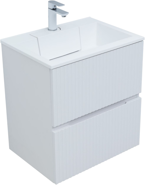 Тумба с раковиной Aquanet Джейн 60 подвесная, белая матовая