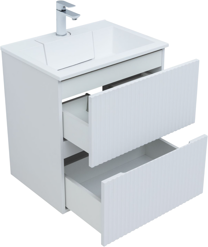 Тумба с раковиной Aquanet Джейн 60 подвесная, белая матовая
