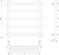 Полотенцесушитель водяной Secado Понтида 1 60x60 см, матовый черный, лесенка