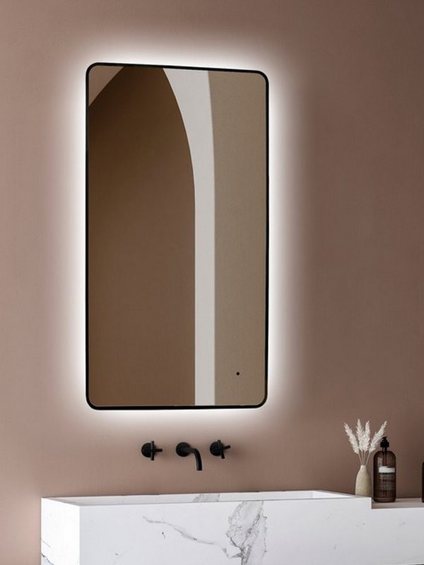 Зеркало Abber See AG6102SCB 60х100 см, с подсветкой, черное