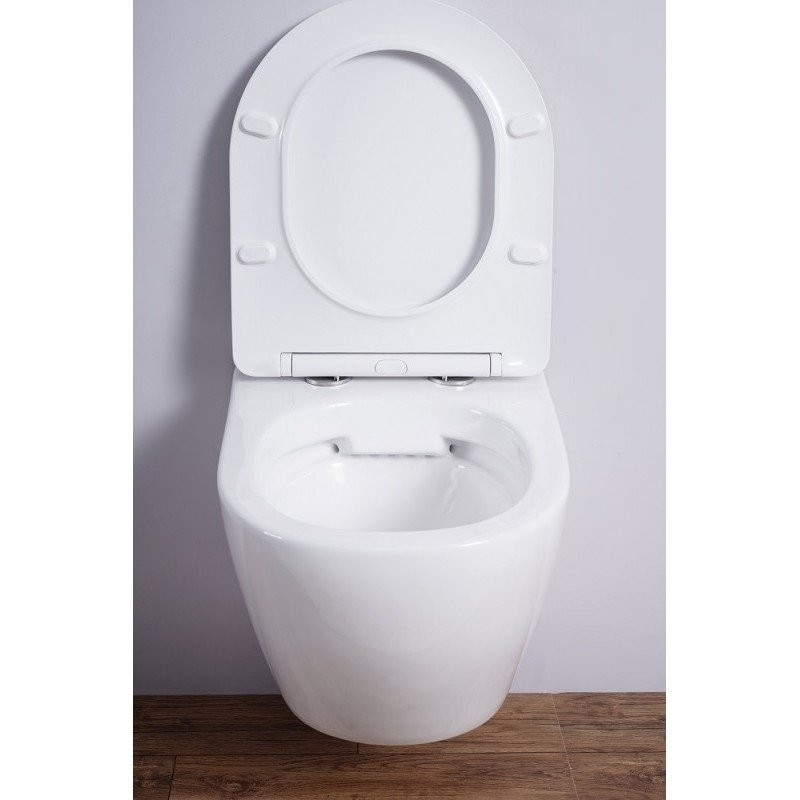 Комплект 3 в 1 Унитаз подвесной Esbano Azalea ESUPAZALW + Инсталляция Fram + Кнопка ESINMTK60ST цвет сатин