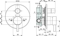Встраиваемый смеситель для душа и ванны Ideal Standard Ceraline A6939AA С ВНУТРЕННЕЙ ЧАСТЬЮ