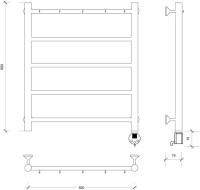 Полотенцесушитель электрический Secado Триада 1 К 60x50 см, подключение справа, матовый черный, лесенка