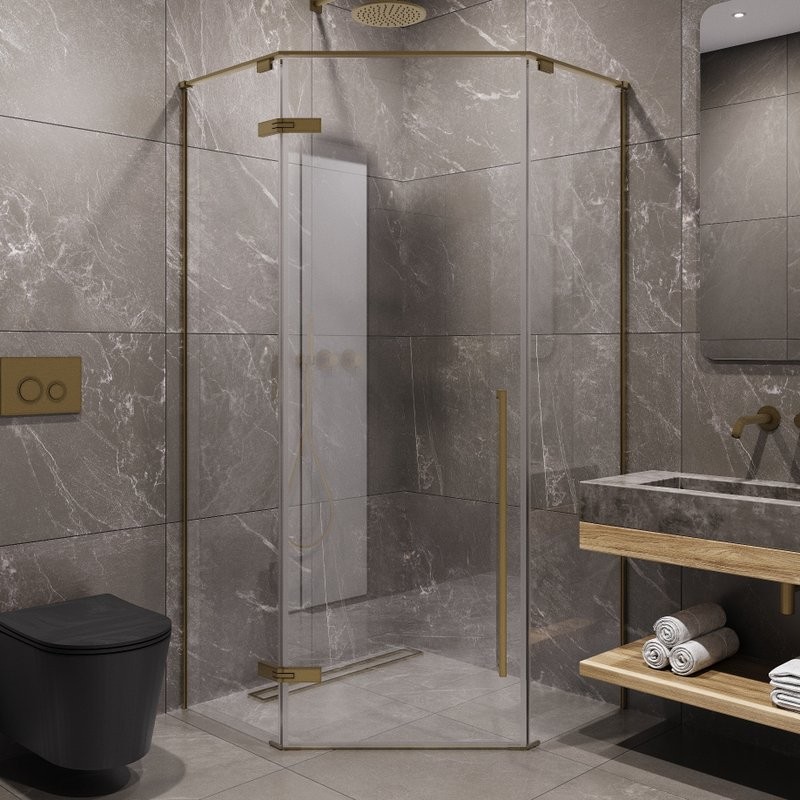 Душевой уголок Timo TTSSP-90/17C-8 90x90 см, профиль матовое золото, стекло прозрачное