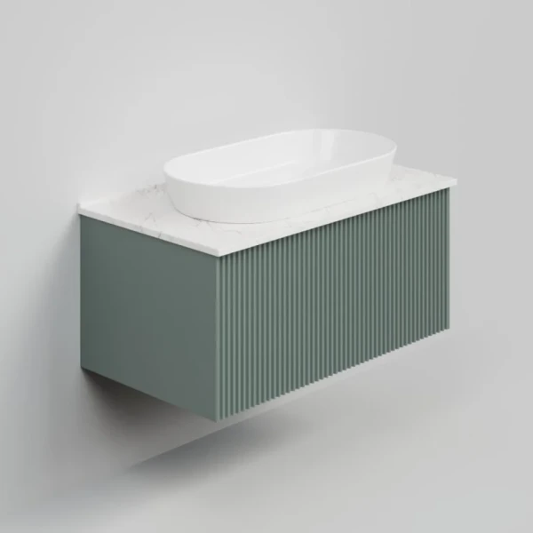 Тумба с раковиной La Fenice Terra 80 подвесная, grigio, столешница белый мрамор, раковина белая матовая