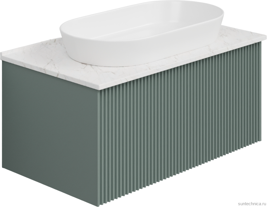 Тумба с раковиной La Fenice Terra 80 подвесная, grigio, столешница белый мрамор, раковина белая матовая