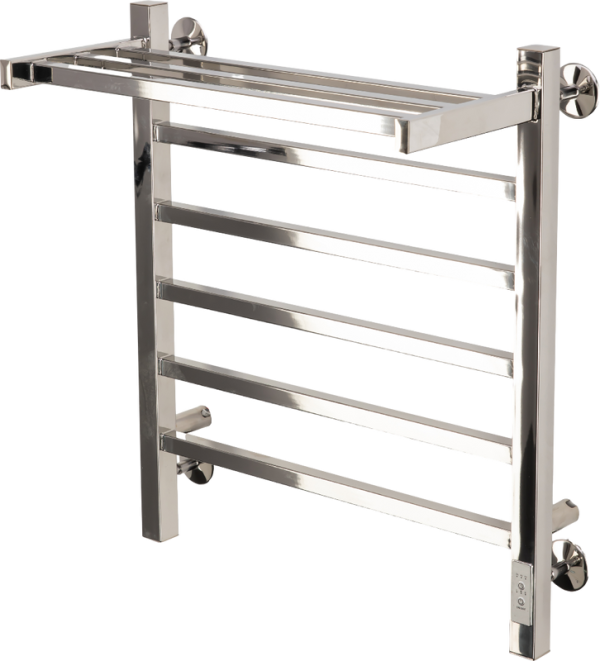 Полотенцесушитель электрический Comfysan Marte-K 012496 60x55 см, подключение справа, слева, хром, лесенка, из стали, с полкой