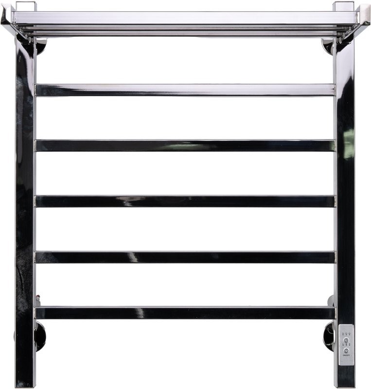 Полотенцесушитель электрический Comfysan Marte-K 012496 60x55 см, подключение справа, слева, хром, лесенка, из стали, с полкой
