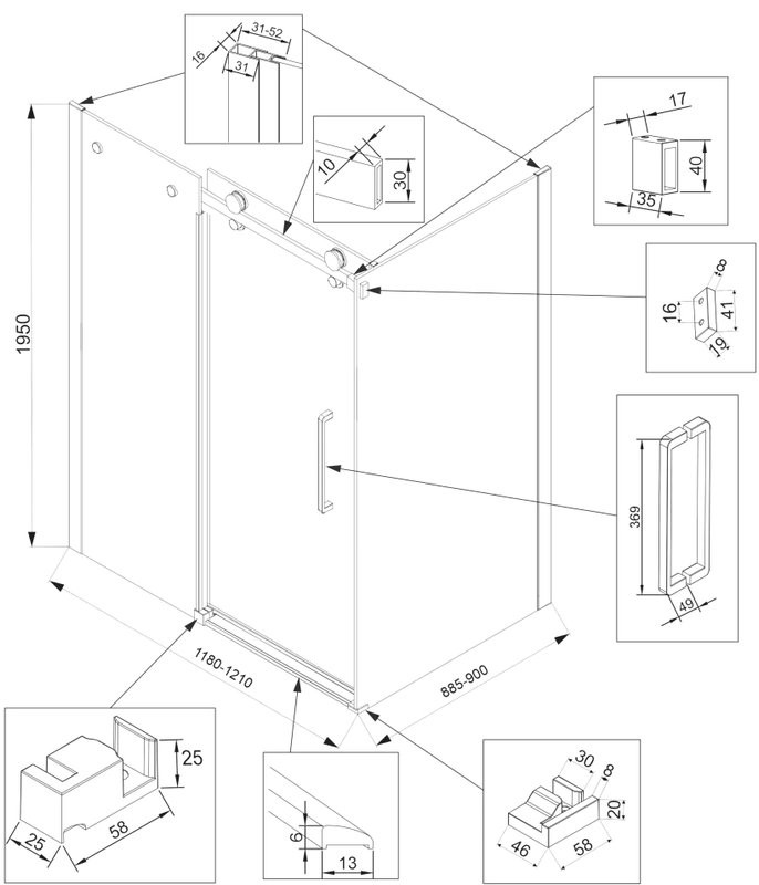 Душевой уголок Veconi Rovigo RV-074B 120x90