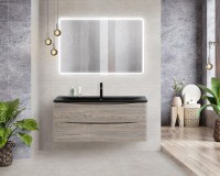 Тумба с раковиной BelBagno Acqua 120 подвесная, pino scania, черная матовая раковина