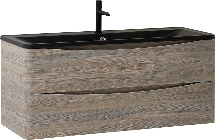 Тумба с раковиной BelBagno Acqua 120 подвесная, pino scania, черная матовая раковина