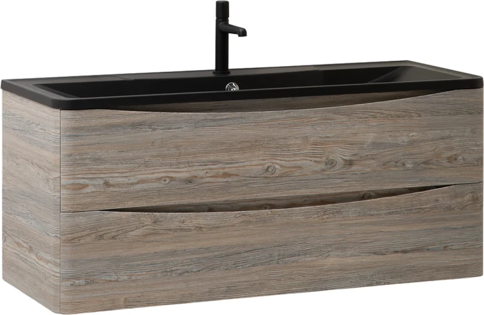 Тумба с раковиной BelBagno Acqua 120 подвесная, pino scania, черная матовая раковина