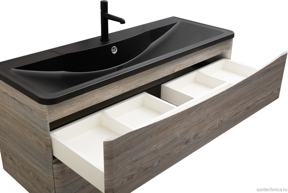 Тумба с раковиной BelBagno Acqua 120 подвесная, pino scania, черная матовая раковина