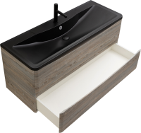Тумба с раковиной BelBagno Acqua 120 подвесная, pino scania, черная матовая раковина