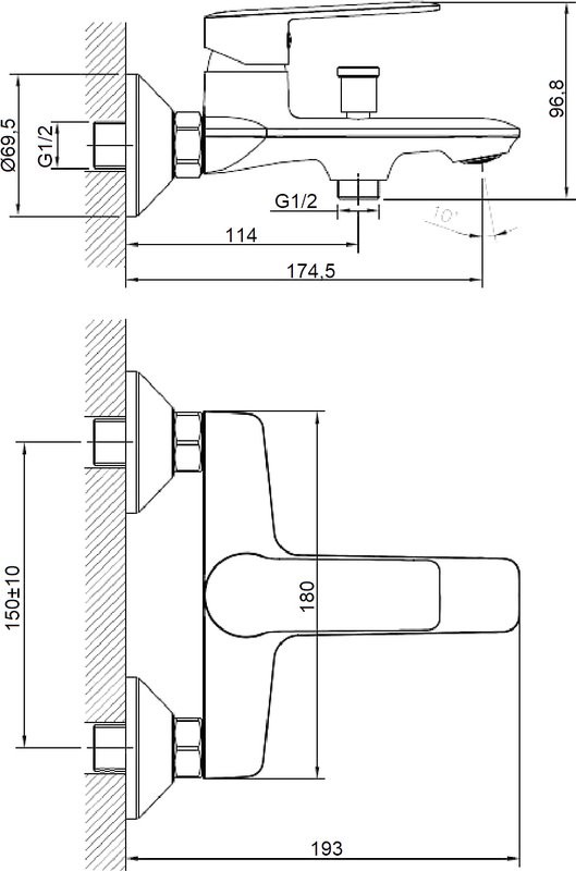 Смеситель для ванны с душем Agger Clean Clean A2410000
