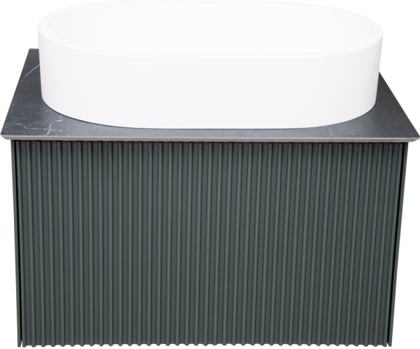 Тумба с раковиной La Fenice Terra 60 серая, черная столешница, матовая раковина